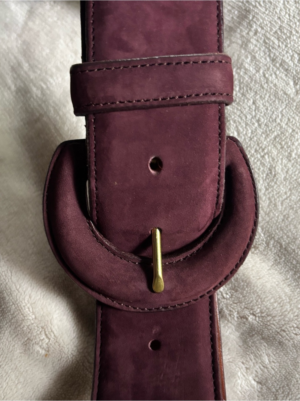 Coach suede wide adjustable Belt with Gold-Tone Buckle - Deep Burgundy